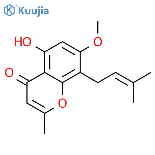 5-hydroxy-7-methoxy-2-methyl-8-(3-methylbut-2-en-1-yl)-4H-chromen-4-one structure