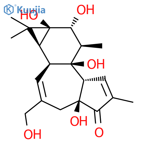 5H-Cyclopropa[3,4]benz[1,2-e]azulen-5-one,1,1a,1b,4,4a,7a,7b,8,9,9a-decahydro-4a,7b,9,9a-tetrahydroxy-3-(hydroxymethyl)-1,1,6,8-tetramethyl-,(1aR,1bS,4aS,7aS,7bS,8R,9R,9aS)- structure