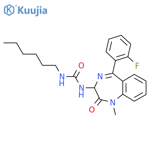 1-[5-(2-fluorophenyl)-1-methyl-2-oxo-2,3-dihydro-1H-1,4-benzodiazepin-3-yl]-3-hexylurea structure