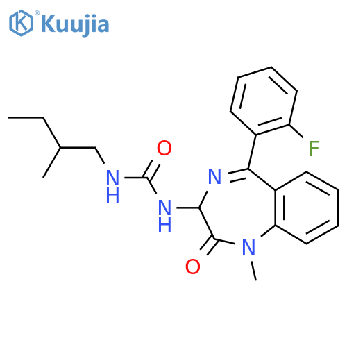 1-[5-(2-fluorophenyl)-1-methyl-2-oxo-2,3-dihydro-1H-1,4-benzodiazepin-3-yl]-3-(2-methylbutyl)urea structure
