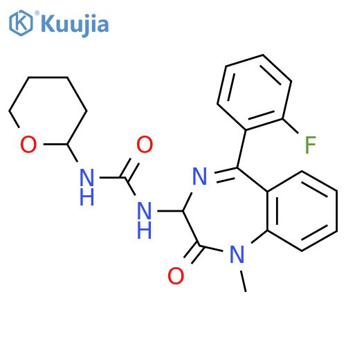 1-[5-(2-fluorophenyl)-1-methyl-2-oxo-2,3-dihydro-1H-1,4-benzodiazepin-3-yl]-3-(oxan-2-yl)urea structure