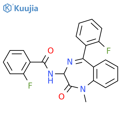 2-fluoro-N-[5-(2-fluorophenyl)-1-methyl-2-oxo-2,3-dihydro-1H-1,4-benzodiazepin-3-yl]benzamide structure
