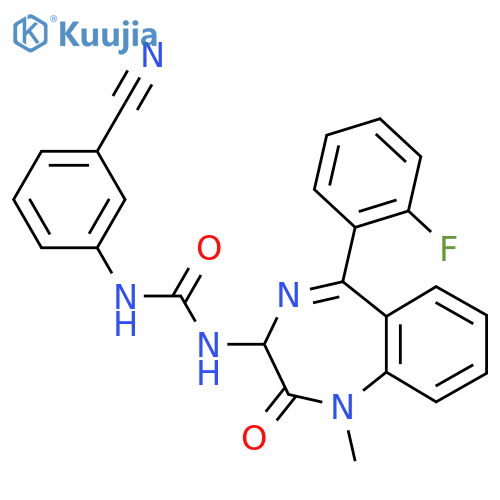 3-(3-cyanophenyl)-1-[5-(2-fluorophenyl)-1-methyl-2-oxo-2,3-dihydro-1H-1,4-benzodiazepin-3-yl]urea structure
