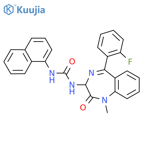 1-[5-(2-fluorophenyl)-1-methyl-2-oxo-2,3-dihydro-1H-1,4-benzodiazepin-3-yl]-3-(naphthalen-1-yl)urea structure