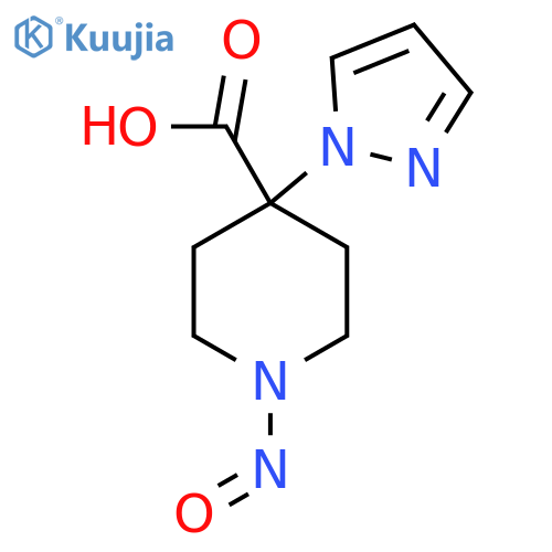 1-nitroso-4-(1H-pyrazol-1-yl)piperidine-4-carboxylic acid structure
