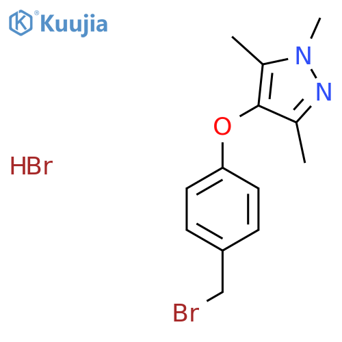 4-4-(bromomethyl)phenoxy-1,3,5-trimethyl-1H-pyrazole hydrobromide structure