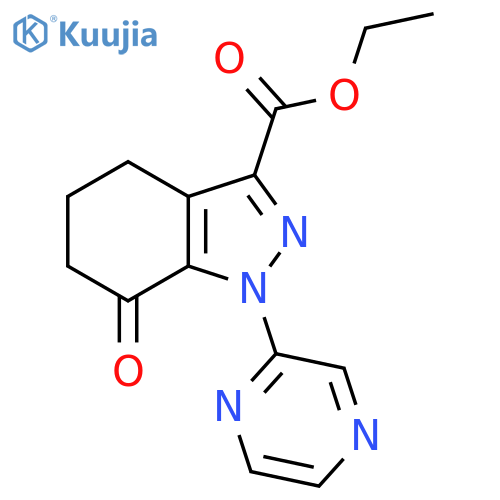 1H-Indazole-3-carboxylic acid, 4,5,6,7-tetrahydro-7-oxo-1-(2-pyrazinyl)-, ethyl ester structure