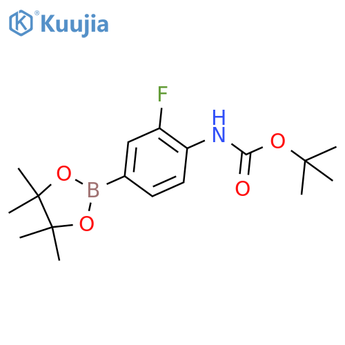 tert-butyl N-[2-fluoro-4-(4,4,5,5-tetramethyl-1,3,2-dioxaborolan-2-yl)phenyl]carbamate structure