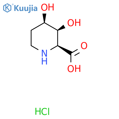 rac-(2R,3R,4S)-3,4-dihydroxypiperidine-2-carboxylic acid hydrochloride structure