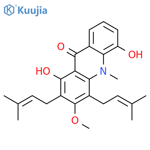 9(10H)-Acridinone,1,5-dihydroxy-3-methoxy-10-methyl-2,4-bis(3-methyl-2-butenyl)- structure