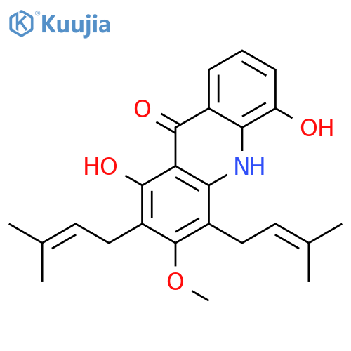 9(10H)-Acridinone,1,5-dihydroxy-3-methoxy-2,4-bis(3-methyl-2-butenyl)- structure