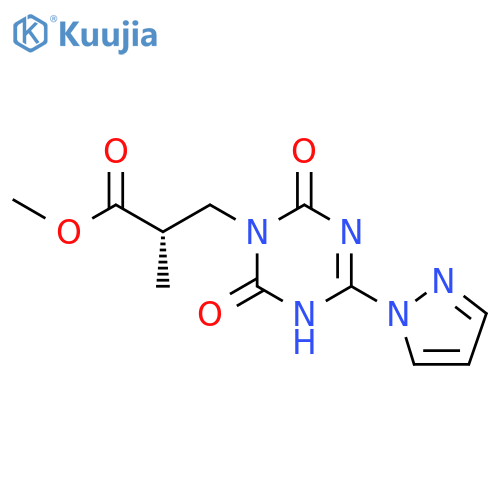 methyl (S)-3-(2,6-dioxo-4-(1H-pyrazol-1-yl)-3,6-dihydro-1,3,5-triazin-1(2H)-yl)-2-methylpropanoate structure