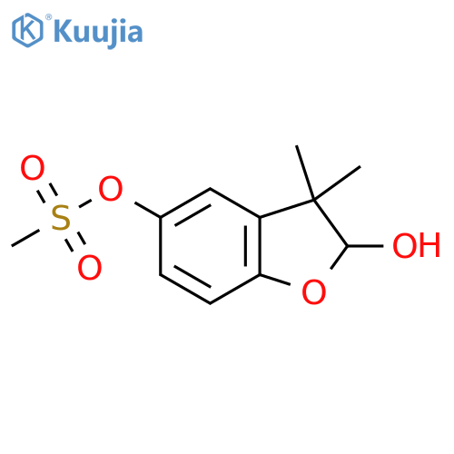 2-Hydroxy-2,3-dihydro-3,3-dimethyl-5-benzofuranylmethanesulfonate structure