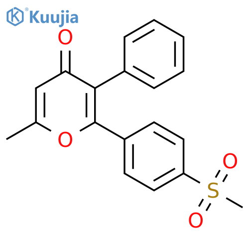 4H-Pyran-4-one, 6-methyl-2-[4-(methylsulfonyl)phenyl]-3-phenyl- structure