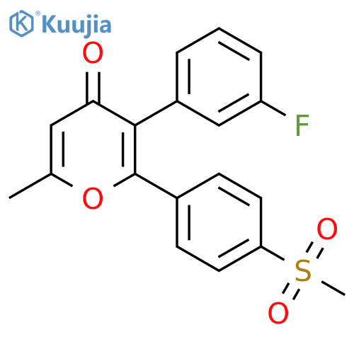 4H-Pyran-4-one,3-(3-fluorophenyl)-6-methyl-2-[4-(methylsulfonyl)phenyl]- structure