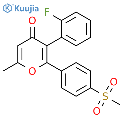4H-Pyran-4-one,3-(2-fluorophenyl)-6-methyl-2-[4-(methylsulfonyl)phenyl]- structure