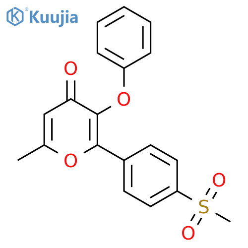 4H-Pyran-4-one, 6-methyl-2-[4-(methylsulfonyl)phenyl]-3-phenoxy- structure