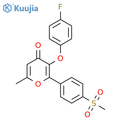 4H-Pyran-4-one,3-(4-fluorophenoxy)-6-methyl-2-[4-(methylsulfonyl)phenyl]- structure