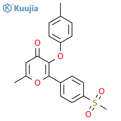 4H-Pyran-4-one,6-methyl-3-(4-methylphenoxy)-2-[4-(methylsulfonyl)phenyl]- structure