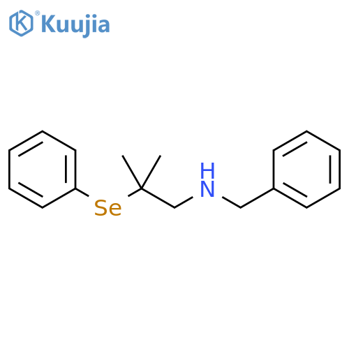 Benzenemethanamine, N-[2-methyl-2-(phenylseleno)propyl]- structure