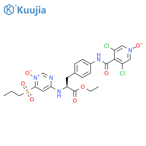 L-Phenylalanine,4-[[(3,5-dichloro-1-oxido-4-pyridinyl)carbonyl]amino]-N-[1-oxido-6-(propylsulfonyl)-4-pyrimidinyl]-, ethyl ester structure