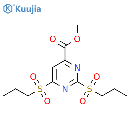 4-Pyrimidinecarboxylic acid, 2,6-bis(propylsulfonyl)-, methyl ester structure