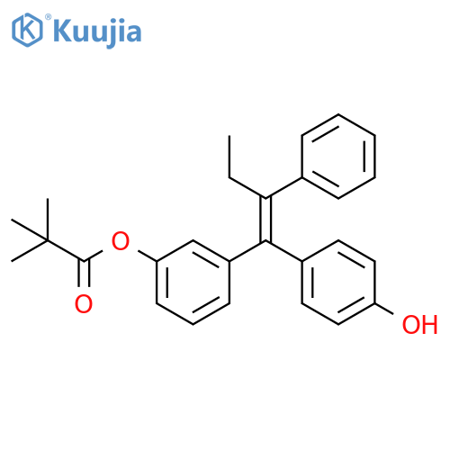 Propanoic acid, 2,2-dimethyl-, 3-[(1E)-1-(4-hydroxyphenyl)-2-phenyl-1-buten-1-yl]phenyl ester structure