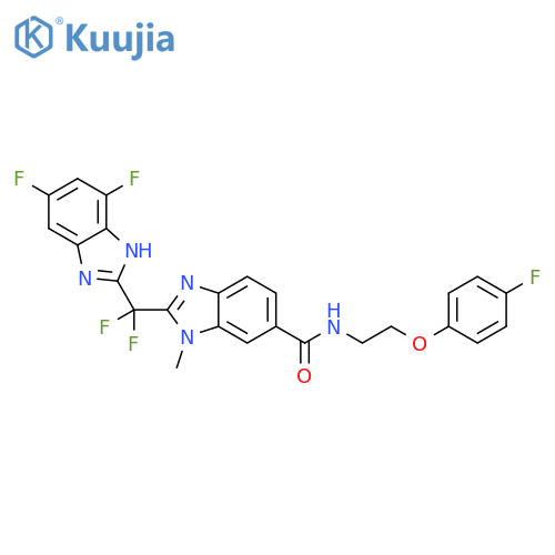 1H-Benzimidazole-6-carboxamide,2-[(4,6-difluoro-1H-benzimidazol-2-yl)difluoromethyl]-N-[2-(4-fluorophenoxy)ethyl]-1-methyl- structure
