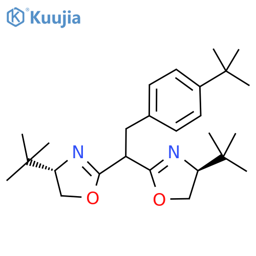 (4S,4'S)-2,2'-(2-(4-(tert-Butyl)phenyl)ethane-1,1-diyl)bis(4-(tert-butyl)-4,5-dihydrooxazole) structure