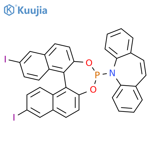 5-((11bS)-9,14-Diiododinaphtho[2,1-d:1',2'-f][1,3,2]dioxaphosphepin-4-yl)-5H-dibenzo[b,f]azepine structure