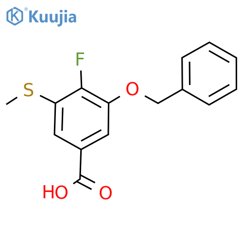 Benzoic acid, 4-​fluoro-​3-​(methylthio)​-​5-​(phenylmethoxy)​- structure