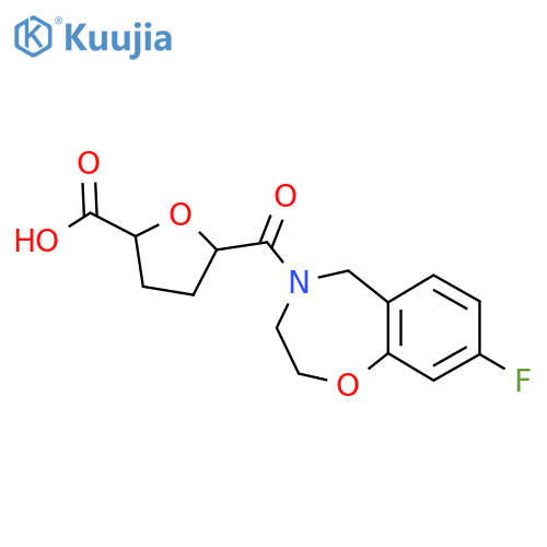 5-(8-Fluoro-2,3,4,5-tetrahydro-1,4-benzoxazepine-4-carbonyl)oxolane-2-carboxylic acid structure