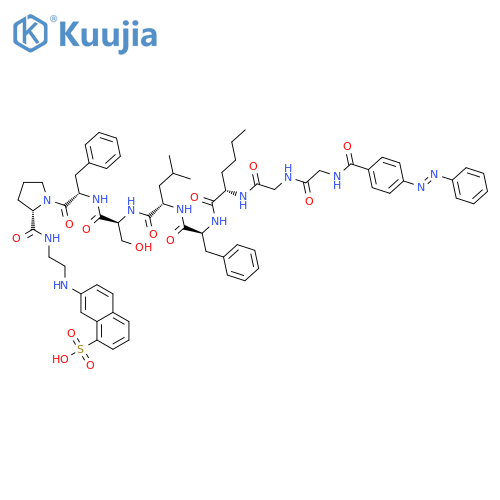 L-Prolinamide,N-[4-[[4-(dimethylamino)phenyl]azo]benzoyl]-L-a-glutamyl-L-arginyl-L-norleucyl-L-phenylalanyl-L-leucyl-L-seryl-L-phenylalanyl-N-[2-[(5-sulfo-1-naphthalenyl)amino]ethyl]-(9CI) structure