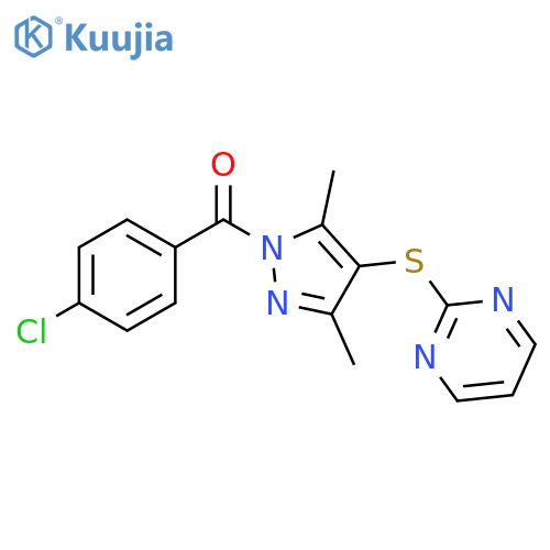 1H-Pyrazole, 1-(4-chlorobenzoyl)-3,5-dimethyl-4-(2-pyrimidinylthio)- structure