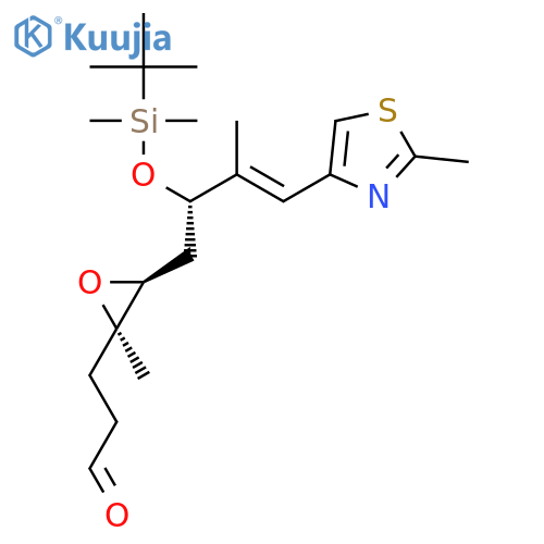 3-((2R,3S)-3-((S,E)-2-((tert-butyldimethylsilyl)oxy)-3-methyl-4-(2-methylthiazol-4-yl)but-3-en-1-yl)-2-methyloxiran-2-yl)propanal structure