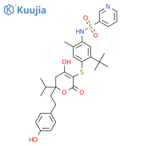 3-Pyridinesulfonamide,N-[4-[[5,6-dihydro-4-hydroxy-6-[2-(4-hydroxyphenyl)ethyl]-6-(1-methylethyl)-2-oxo-2H-pyran-3-yl]thio]-5-(1,1-dimethylethyl)-2-methylphenyl]- structure