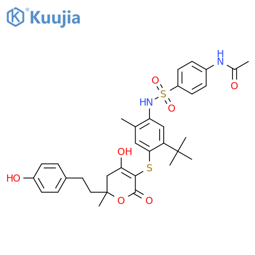 Acetamide,N-[4-[[[4-[[5,6-dihydro-4-hydroxy-6-[2-(4-hydroxyphenyl)ethyl]-6-methyl-2-oxo-2H-pyran-3-yl]thio]-5-(1,1-dimethylethyl)-2-methylphenyl]amino]sulfonyl]phenyl]- structure