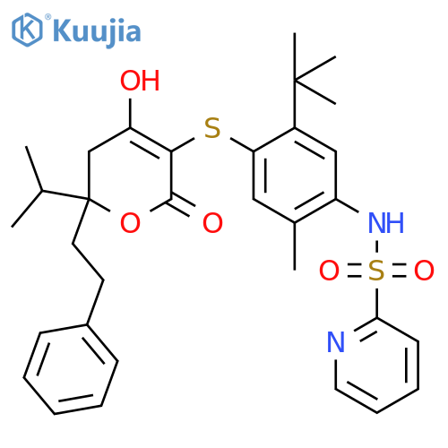 2-Pyridinesulfonamide,N-[4-[[5,6-dihydro-4-hydroxy-6-(1-methylethyl)-2-oxo-6-(2-phenylethyl)-2H-pyran-3-yl]thio]-5-(1,1-dimethylethyl)-2-methylphenyl]- structure