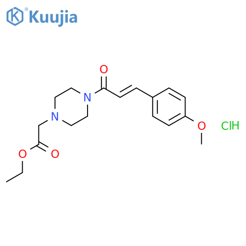 1-Piperazineaceticacid, 4-[3-(4-methoxyphenyl)-1-oxo-2-propen-1-yl]-, ethyl ester, hydrochloride(1:1) structure