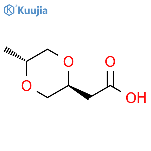 rac-2-(2R,5S)-5-methyl-1,4-dioxan-2-ylacetic acid structure