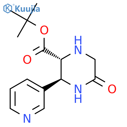 rac-tert-butyl (2R,3S)-5-oxo-3-(pyridin-3-yl)piperazine-2-carboxylate structure