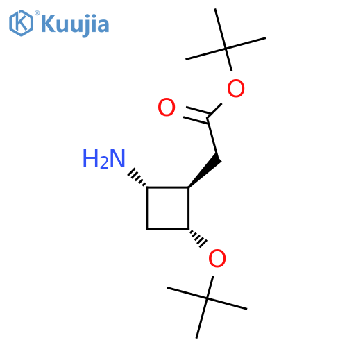 rac-tert-butyl 2-(1R,2S,4R)-2-amino-4-(tert-butoxy)cyclobutylacetate structure