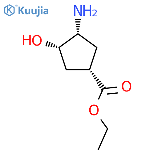 ethyl (1S,3R,4S)-3-amino-4-hydroxycyclopentane-1-carboxylate structure