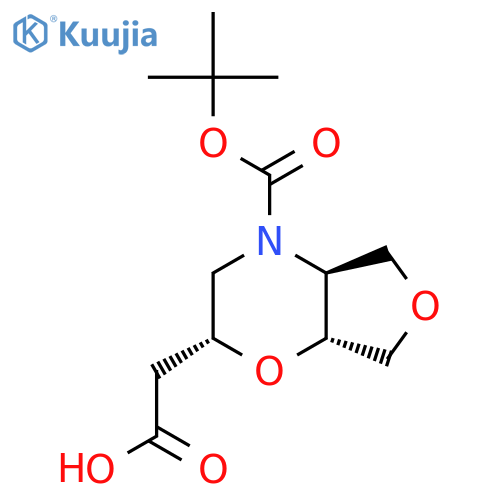 rac-2-(2R,4aS,7aR)-4-(tert-butoxy)carbonyl-hexahydro-2H-furo3,4-b1,4oxazin-2-ylacetic acid structure