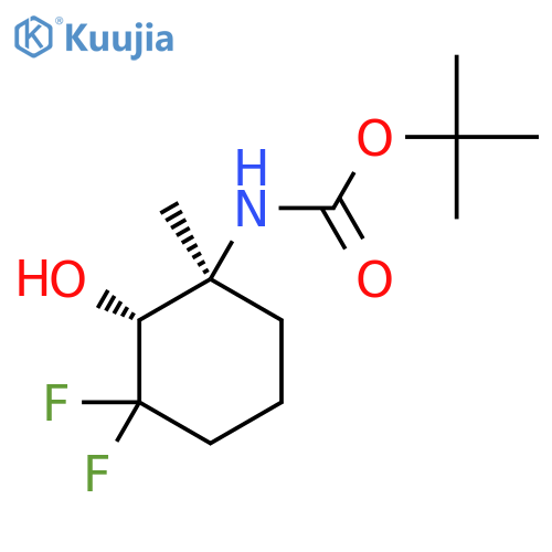 rac-tert-butyl N-[(1R,2S)-3,3-difluoro-2-hydroxy-1-methylcyclohexyl]carbamate structure