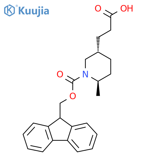 rac-3-(3R,6S)-1-{(9H-fluoren-9-yl)methoxycarbonyl}-6-methylpiperidin-3-ylpropanoic acid structure