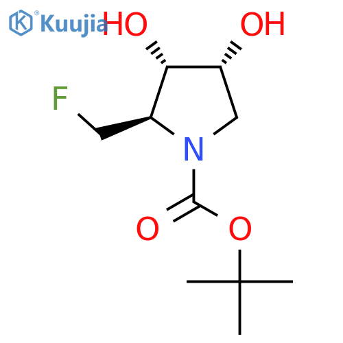 rac-tert-butyl (2R,3S,4R)-2-(fluoromethyl)-3,4-dihydroxypyrrolidine-1-carboxylate structure