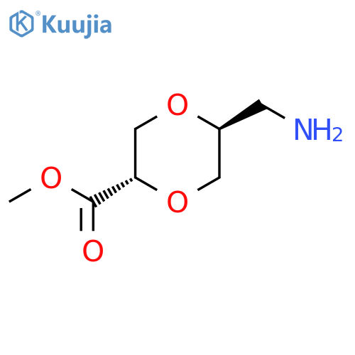 rac-methyl (2R,5R)-5-(aminomethyl)-1,4-dioxane-2-carboxylate structure
