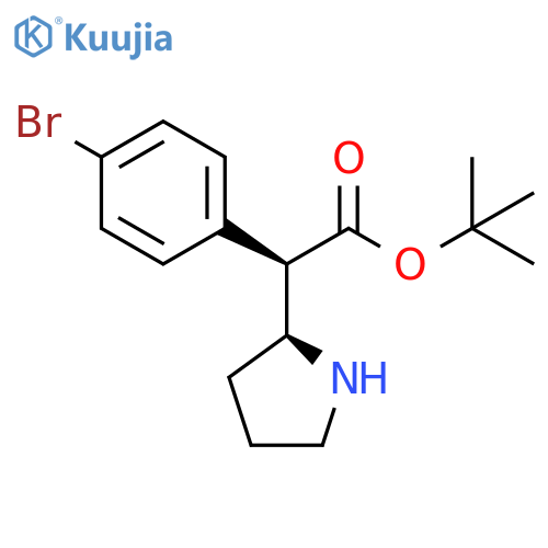 rac-tert-butyl (2R)-2-(4-bromophenyl)-2-(2S)-pyrrolidin-2-ylacetate structure