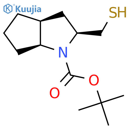 tert-butyl (2S,3aS,6aS)-2-(sulfanylmethyl)-octahydrocyclopentabpyrrole-1-carboxylate structure